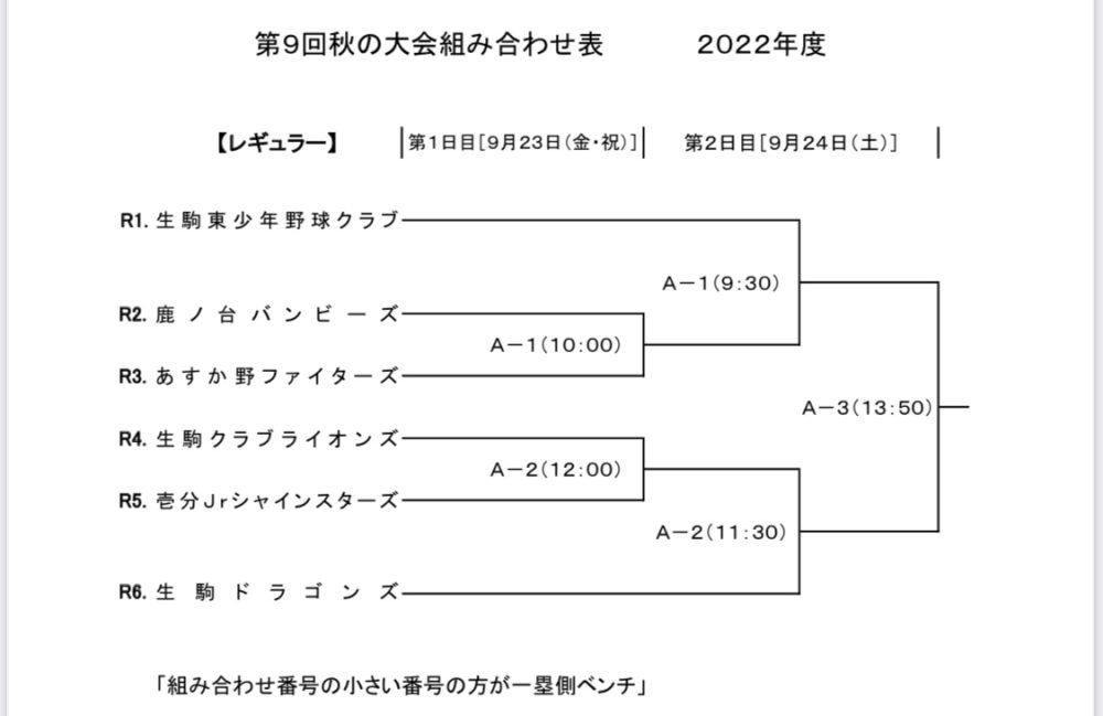 【A】秋の大会第1日目開会式・練習